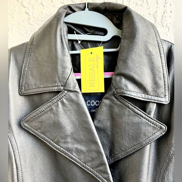 Cooper collection genuine leather trench coat large lapels size medium - Picture 3 of 11